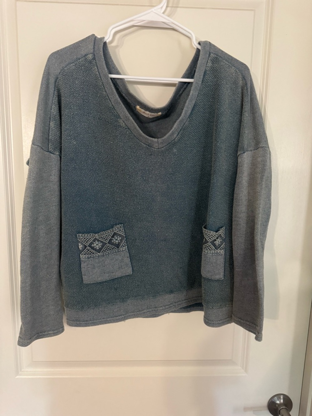 Women's Slate Blue Cropped Long Sleeve